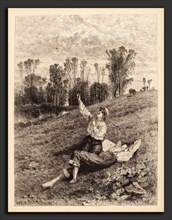 Albert Fitch Bellows, Untitled (Boys Flying a Kite), American, 1829 - 1883, c. 1875, etching