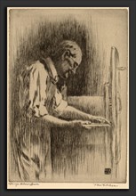 George Elbert Burr, The Etcher, American, 1859 - 1939, c. 1919, drypoint in greenish-black on laid