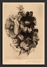 James David Smillie, Dark Single Hollyhocks, American, 1833 - 1909, 1890, drypoint and etching
