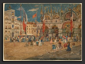 Maurice Brazil Prendergast, The Piazza San Marco, American, 1858 - 1924, 1898, watercolor over