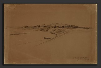 Homer Dodge Martin, Old Crossing, Otter Tail River, American, 1836 - 1897, 1871, black chalk