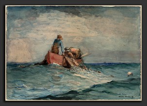 Winslow Homer, Hauling in the Nets, American, 1836 - 1910, 1887, watercolor over graphite