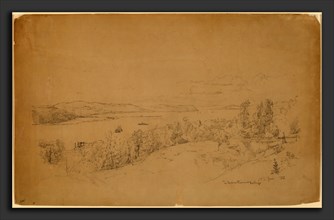 Jasper Francis Cropsey, The Hudson River at Hastings, American, 1823 - 1900, 1885, graphite on wove