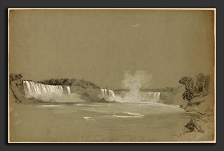 Régis FranÃ§ois Gignoux, Niagara Falls, American, born France, 1816 - 1882, graphite and white