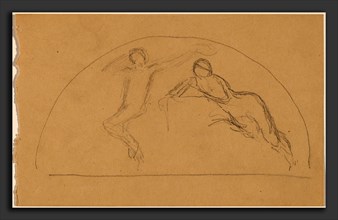 Charles Sprague Pearce, Study of Figures in a Lunette, American, 1851 - 1914, 1890-1897, graphite