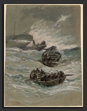 Elihu Vedder, The Shipwreck, American, 1836 - 1923, c. 1880, charcoal, watercolor, and gouache on