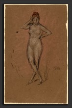 James McNeill Whistler, Nude Standing with Legs Crossed, American, 1834 - 1903, c. 1878, chalk on