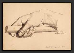 Horatio Greenough, Right Hand Holding Short Rod, American, 1805 - 1852, 1847, pen and brown ink
