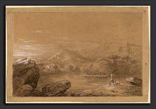 Thomas Cole, The Good Shepherd, American, 1801 - 1848, 1847, graphite and pen and ink with tan and