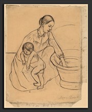 Mary Cassatt, The Bath [recto], American, 1844 - 1926, 1891, graphite and black crayon