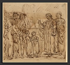 Mather Brown, Bible Lesson [recto], American, 1761 - 1831, 1780-1790, pen and brown ink over