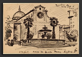 Oscar F. Bluemner, Piazza S. Spirito, Florence, American, 1867 - 1938, 1912, pen and black ink