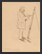 John Quincy Adams Ward, Sketching - Emanuel Leutze, American, 1830 - 1910, 1858, pen and brown ink