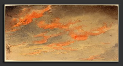 James Hamilton Shegogue, Clouds at Sunset, American, 1806 - 1872, watercolor over graphite