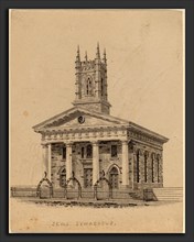 Alexander Jackson Davis, Jewish Synagogue, N.C., American, 1803 - 1892, pen and black ink with gray