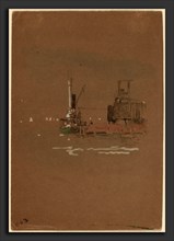 Jasper Francis Cropsey, Hudson River Brick Piers, American, 1823 - 1900, 1886, graphite and