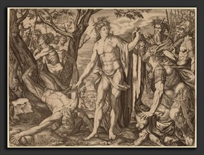 Melchior Meier, Apollo and Marsyas, Swiss, active 1582, 1581, engraving on laid paper