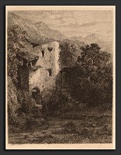 Alexandre Calame, Dilapidated House, Swiss, 1810 - 1864, 1845, etching on chine collé
