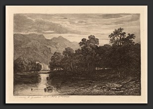 Alexandre Calame, Mountain River, Swiss, 1810 - 1864, 1840, etching and aquatint on chine collé