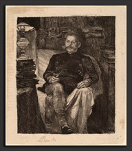 Albert Welti, Franz Rose in His Study, Swiss, 1862 - 1912, 1893, etching in black on wove paper