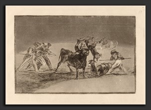 Francisco de Goya, Palenque de los moros hecho con burros para defenderse del toro embolado (The