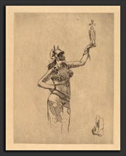 Félicien Rops (Belgian, 1833 - 1898), The Falconer (La fauconniere), etching