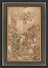 Daniel Seiter (Austrian, 1649 - 1705), The Martyrdom of Saint Lawrence, 1685, black chalk with pen