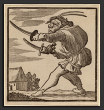 H. Numan after Jacques Callot (Dutch, 1728 - 1788), Hunchback Brandishing Two Swords, woodcut on