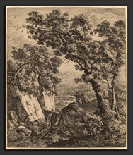 Anthonie Waterloo (Dutch, 1609-1610 - 1690), Landscape with Tobias and the Angel, etching