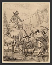 Nicolaes Pietersz Berchem (Dutch, 1620 - 1683), Herd Crossing the Brook, etching