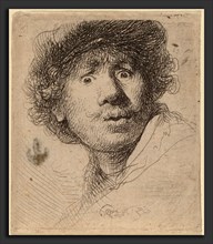 Rembrandt van Rijn (Dutch, 1606 - 1669), Self-Portrait in a Cap, Open-Mouthed, 1630, etching
