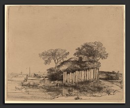 Rembrandt van Rijn (Dutch, 1606 - 1669), Cottage with a White Paling, 1648, etching and drypoint on