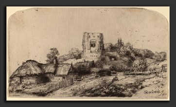 Rembrandt van Rijn (Dutch, 1606 - 1669), Landscape with a Square Tower, 1650, etching and drypoint