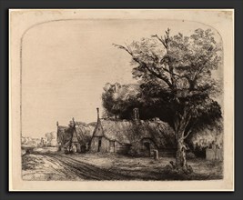 Rembrandt van Rijn (Dutch, 1606 - 1669), Landscape with Three Gabled Cottages beside a Road, 1650,