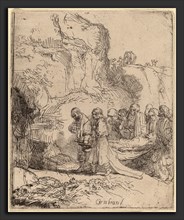 Rembrandt van Rijn (Dutch, 1606 - 1669), Christ Carried to the Tomb, c. 1645, etching, with touches