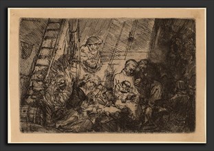 Rembrandt van Rijn (Dutch, 1606 - 1669), The Circumcision in the Stable, 1654, etching on laid