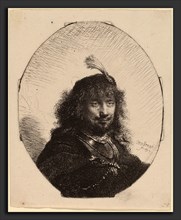 Rembrandt van Rijn (Dutch, 1606 - 1669), Self-Portrait (?) with Plumed Cap and Lowered Sabre, 1634,