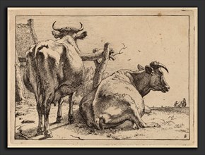 Paulus Potter (Dutch, 1625 - 1654), Two Cows Seen from Behind, 1650, etching