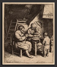 Adriaen van Ostade (Dutch, 1610 - 1685), Peasant Family Saying Grace, 1653, etching