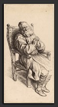 Salomon Koninck (Dutch, 1609 - 1656), Old Man Sleeping in an Armchair, etching