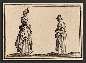 Edouard Eckman after Jacques Callot (Flemish, born c. 1600), Two Women in Profile, 1621, woodcut