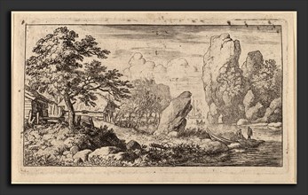 Allart van Everdingen (Dutch, 1621 - 1675), Pointed Boulder at the Bank of a River, probably c.