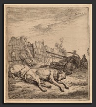 Karel Dujardin (Dutch, c. 1622 - 1678), Hunting Dogs, etching