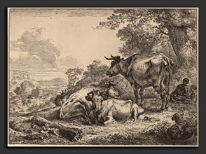 Nicolaes Pietersz Berchem (Dutch, 1620 - 1683), Resting Cows, etching