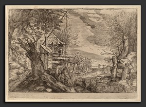 Dutch 17th Century, formerly Jacques de Gheyn II, Landscape with Log House near a River, etching