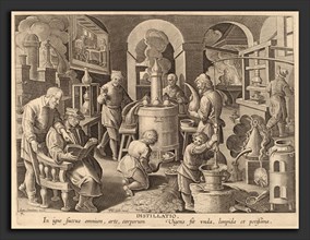 Theodor Galle after Jan van der Straet (Flemish, c. 1571 - 1633), Distillation: pl.7, c. 1580-1590,