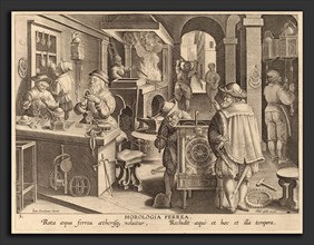 Theodor Galle after Jan van der Straet (Flemish, c. 1571 - 1633), Clockmaking: pl.5, c. 1580-1590,