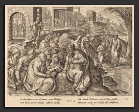 Philip Galle after Jan van der Straet (Flemish, 1537 - 1612), Saint Paul Speaks to the Women of