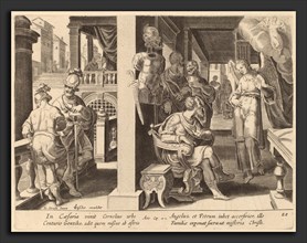 Philip Galle after Jan van der Straet (Flemish, 1537 - 1612), The Angel Commands Cornelius to Fetch