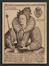 Crispijn de Passe I (Dutch, c. 1565 - 1637), Elizabeth, Queen of England, 1592, engraving